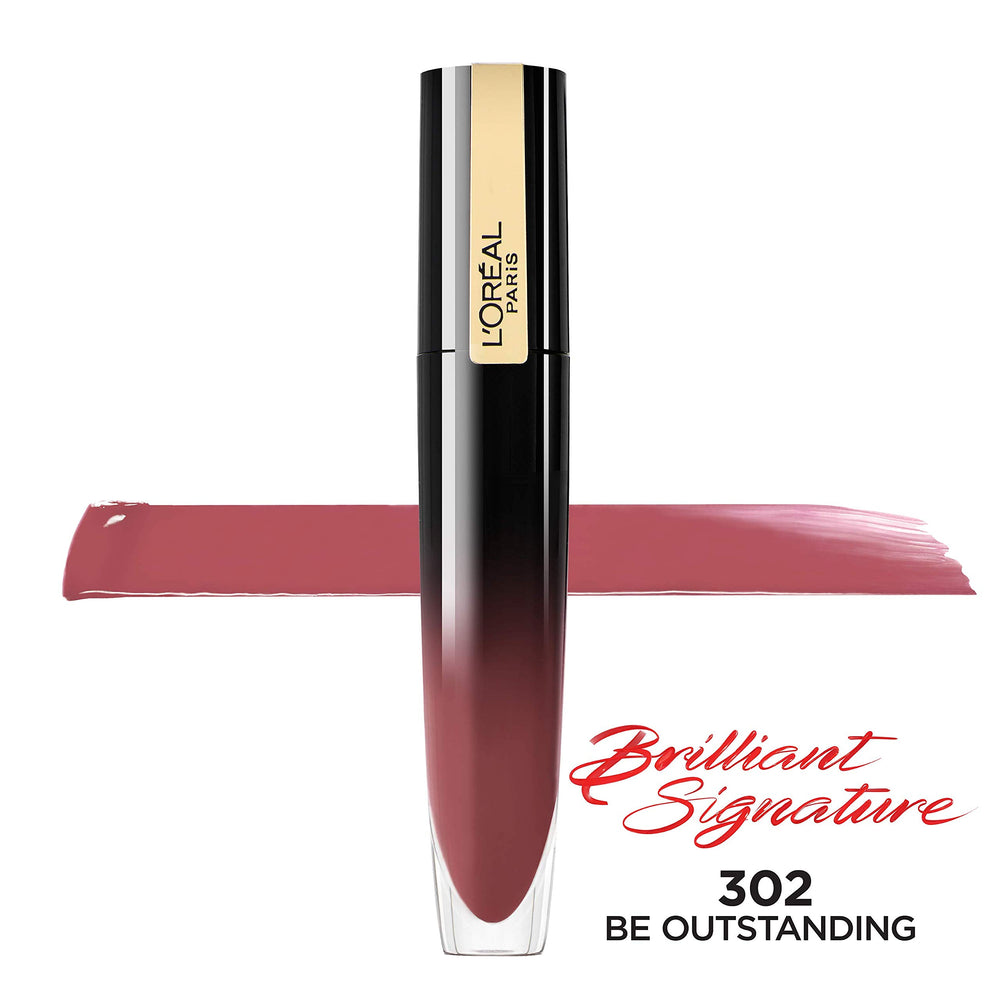 Berry shade on lips highlights long-wear color with Brilliant Signature.