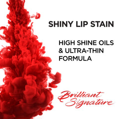 Glossy finish on lips emphasizes radiance and vibrancy of Brilliant Signature color.