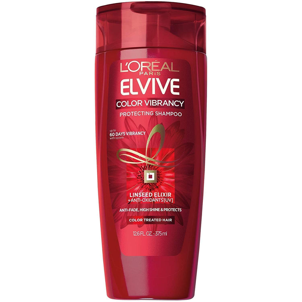 L'Oreal Paris Color Vibrancy Nourishing Shampoo bottle offers color protection and refreshing cleanse.