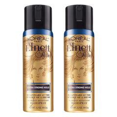 L'Oreal Paris Elnett travel-size hairspray bottle with ultrafine mist for everyday styling.