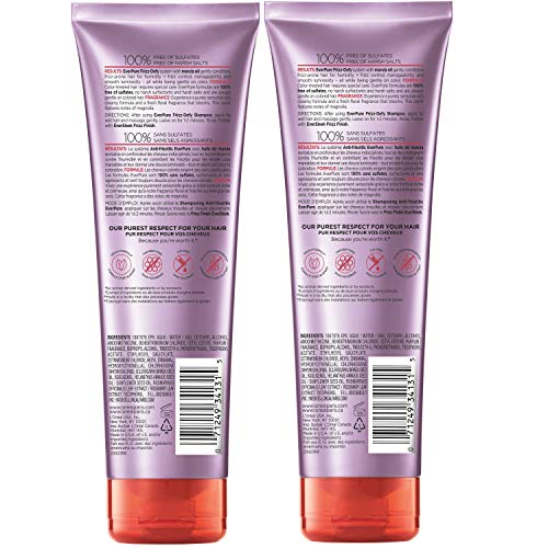 L'Oreal Paris EverPure Frizz-Defy Conditioner cream texture highlights creamy formula.