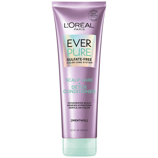 L'Oreal Paris EverPure bottle pouring detox conditioner for scalp refreshment