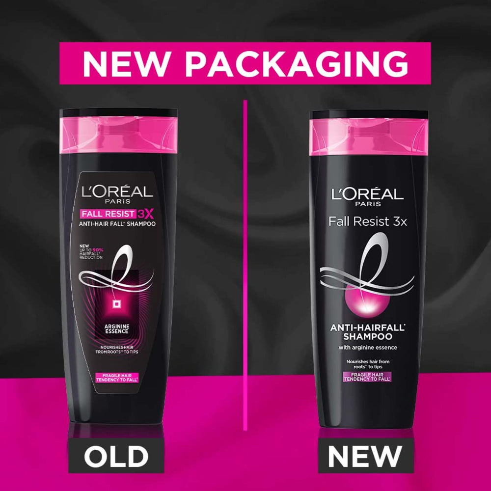 L'Oreal Paris Fall Repair 3X bottle back displays usage notes