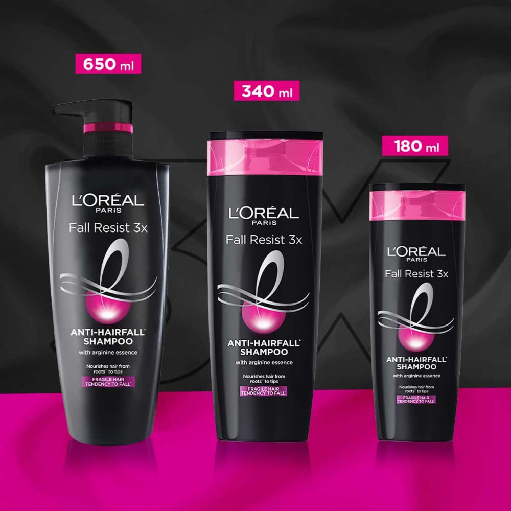 L'Oreal Paris Fall Repair 3X bottle in shower scene suggests daily cleansing ritual