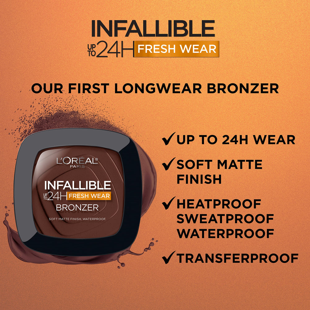 L'Oreal Paris Infallible Soft Matte Bronzer brush application for seamless blend.
