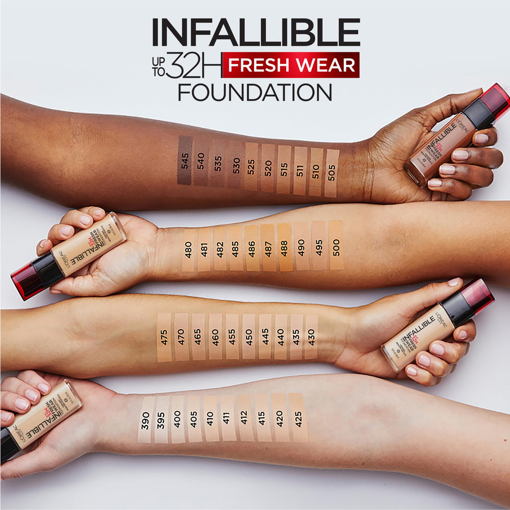 L'Oreal Paris Infallible Fresh Wear case packaging highlights portable design.