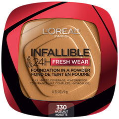 L'Oreal Paris Infallible Fresh Wear Foundation Powder compact showing portable, long-wear coverage