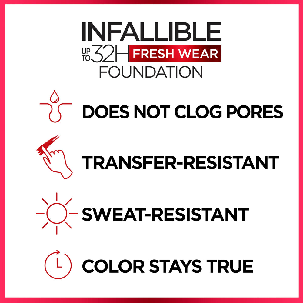 L'Oreal Paris Infallible Fresh Wear veil-finish demonstrates transfer resistance.