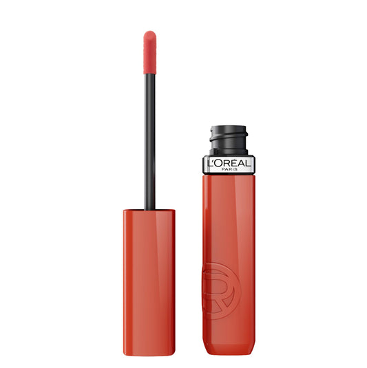 L'Oreal Paris Infallible Lacque lipstick center swipe delivers bold, transfer-resistant color.