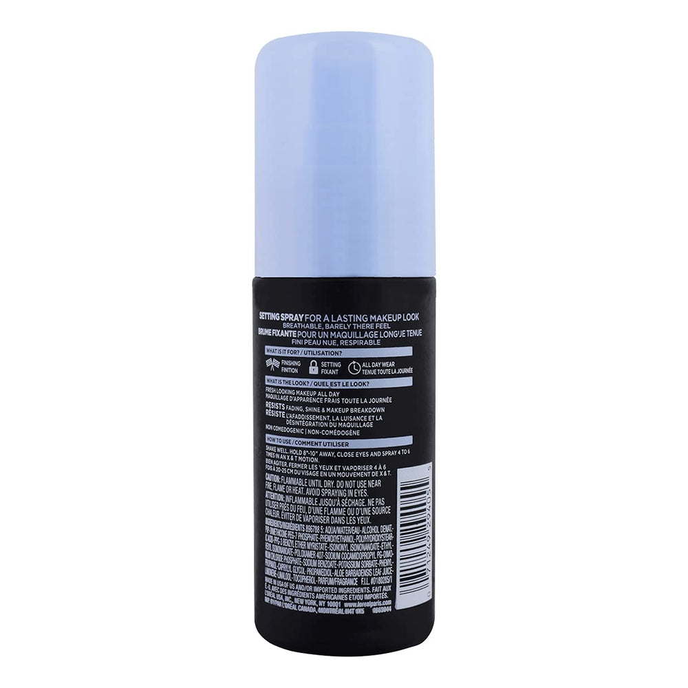 L'Oreal Paris Infallible Pro-Spray on-face look stays in place all day.