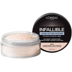 L'Oreal Paris Infallible tinted loose setting powder brush application demonstrates soft-matte blend