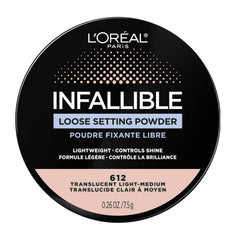 L'Oreal Paris Infallible tinted loose setting powder packaging close-up for longwear setup