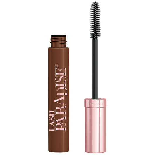 L'Oreal Paris Lash Paradise Latte Brown bottle, conditioning mascara for enhanced volume.