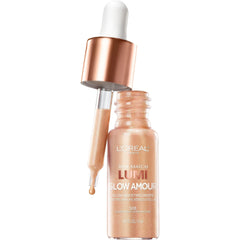 L'Oreal Paris Lumi Glow Amour on-cheekbones delivers dewy highlight.