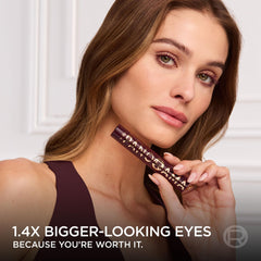 Wand angled for easy root-to-tip application with burgundy color.