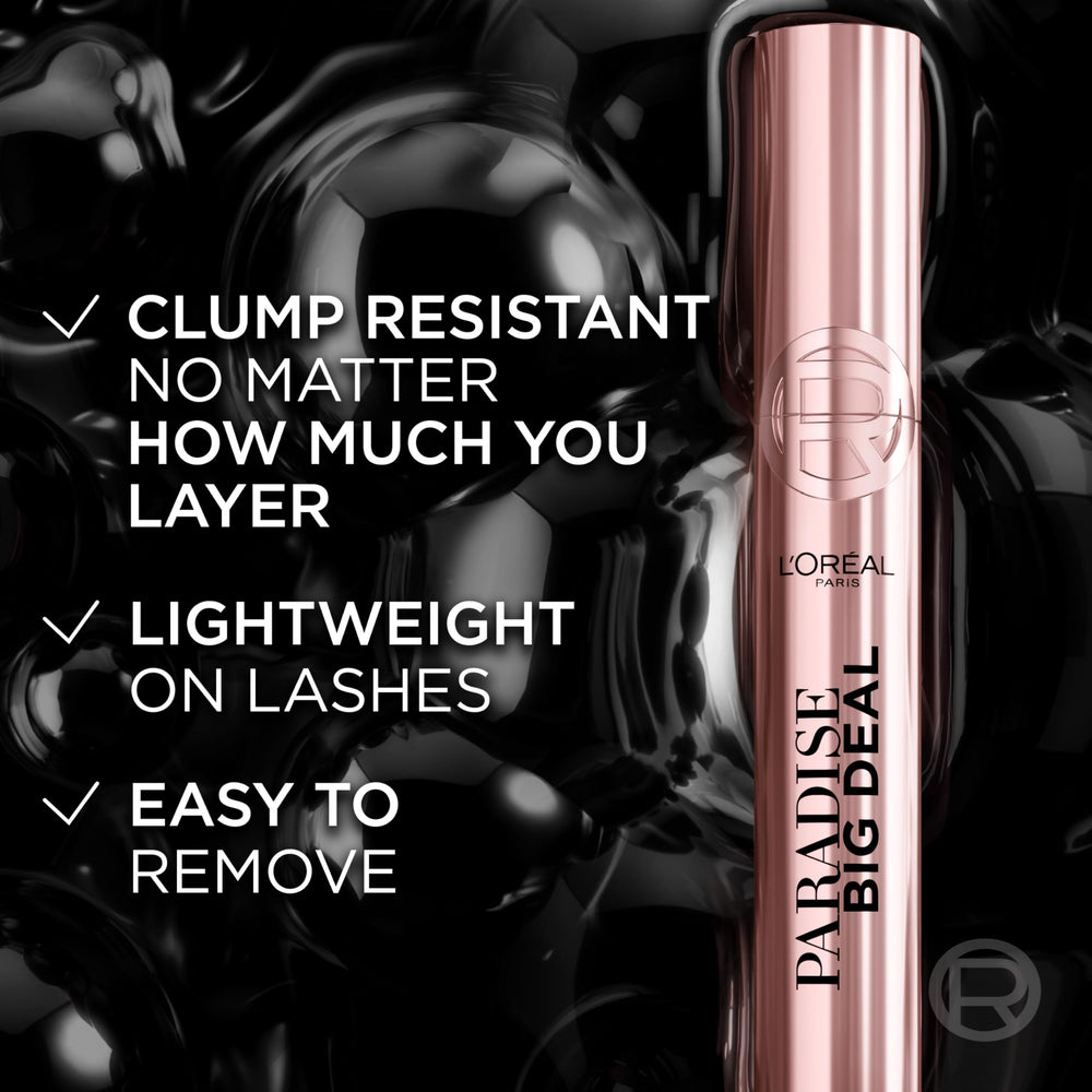 Product on lashes after removal demonstrating washability of Paradise Big Deal
