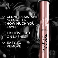 Product on lashes after removal demonstrating washability of Paradise Big Deal