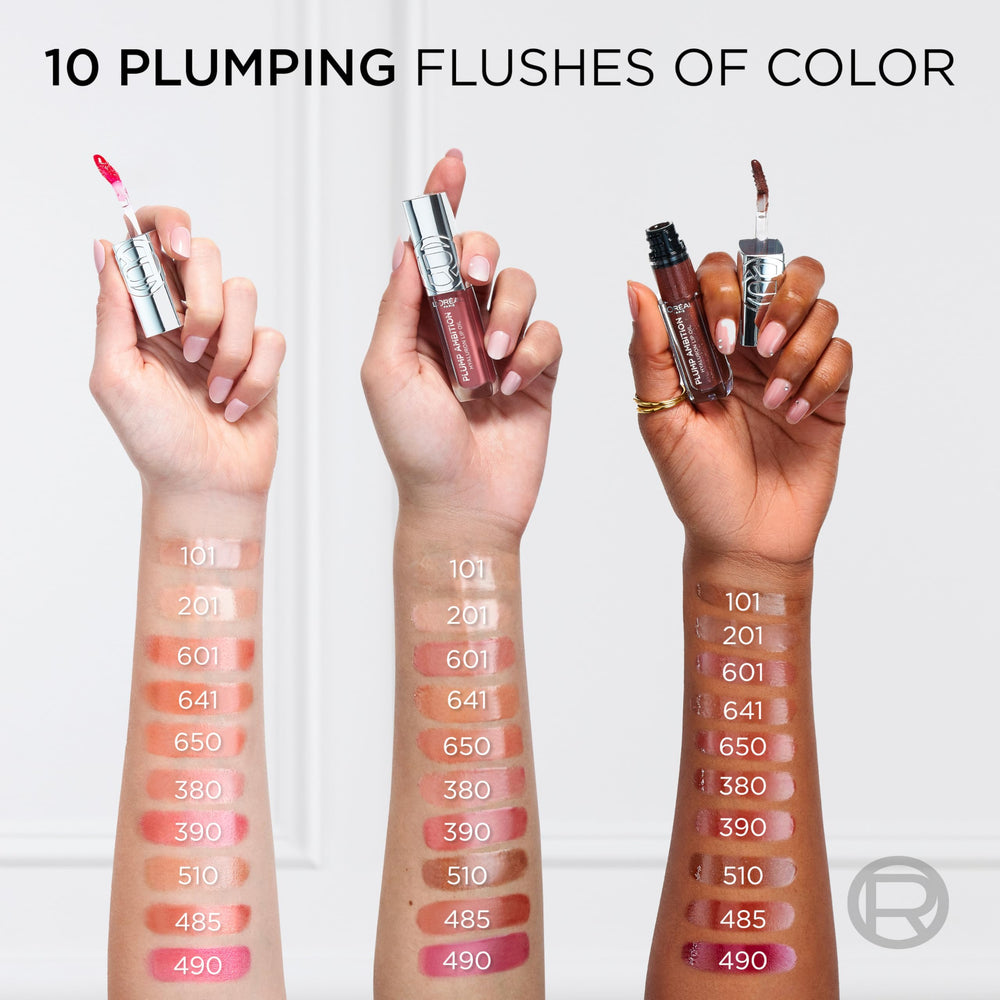 L'Oreal Paris Plump Ambition nude macaron 650 swatch for soft color.