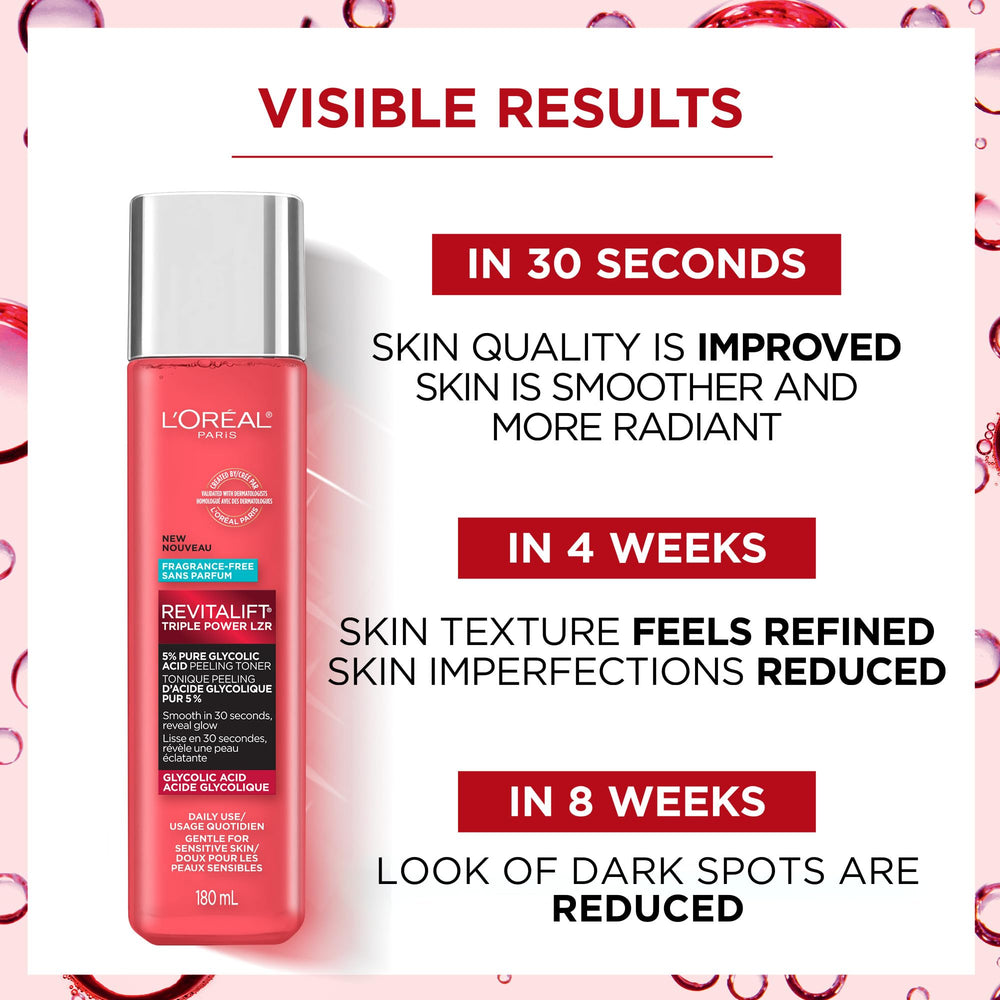 Applying Revitalift toner to face with pad for refreshed skin