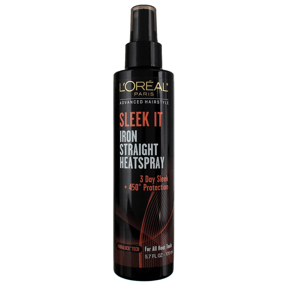L'Oreal Paris Sleek It Iron Heatspray bottle duo protects hair and smooths for lasting style