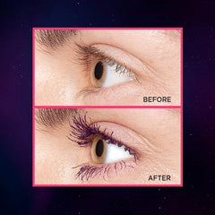 Galactic Purple shade on lashes demonstrating bold color