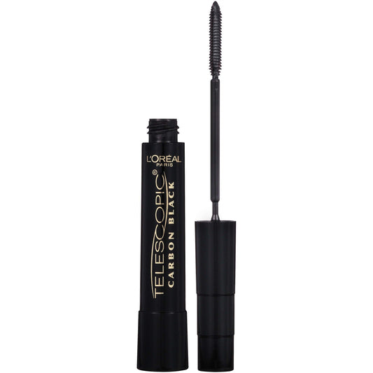 L'Oreal Paris Telescopic mascara packaging in carbon black for sleek storage.