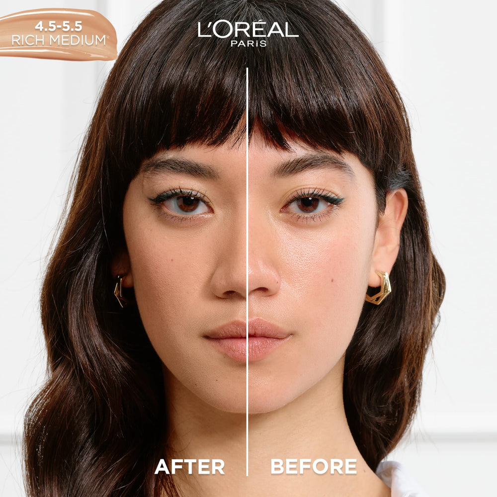 L'Oreal Paris True Match Nude Hyaluronic Serum Foundation swatch in rich medium with natural finish