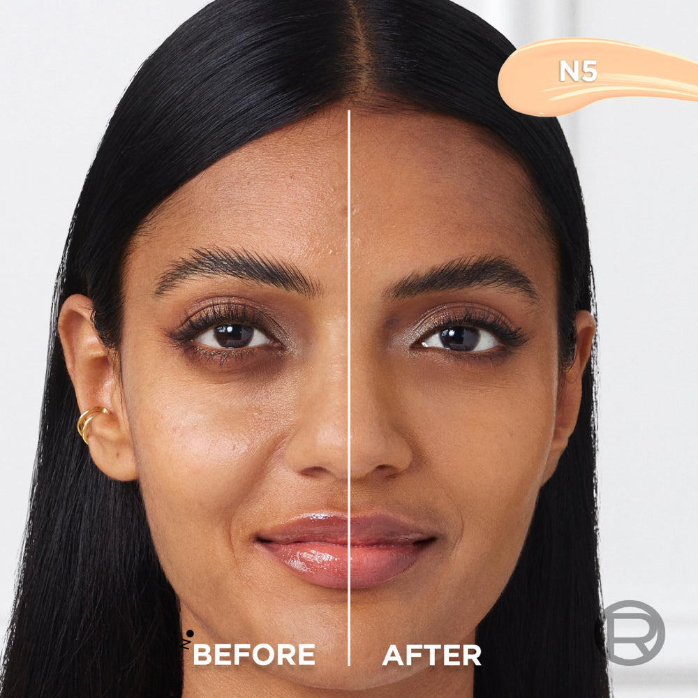 L'Oreal Paris True Match Radiant Serum Concealer applicator close-up showing crease-free coverage.