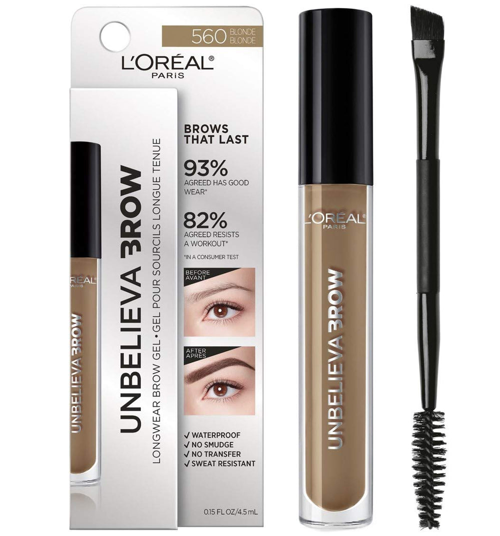 L'Oreal Paris Unbelieva-Brow longwear gel with precise brush for easy brow application.