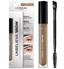 L'Oreal Paris Unbelieva-Brow longwear gel with precise brush for easy brow application.