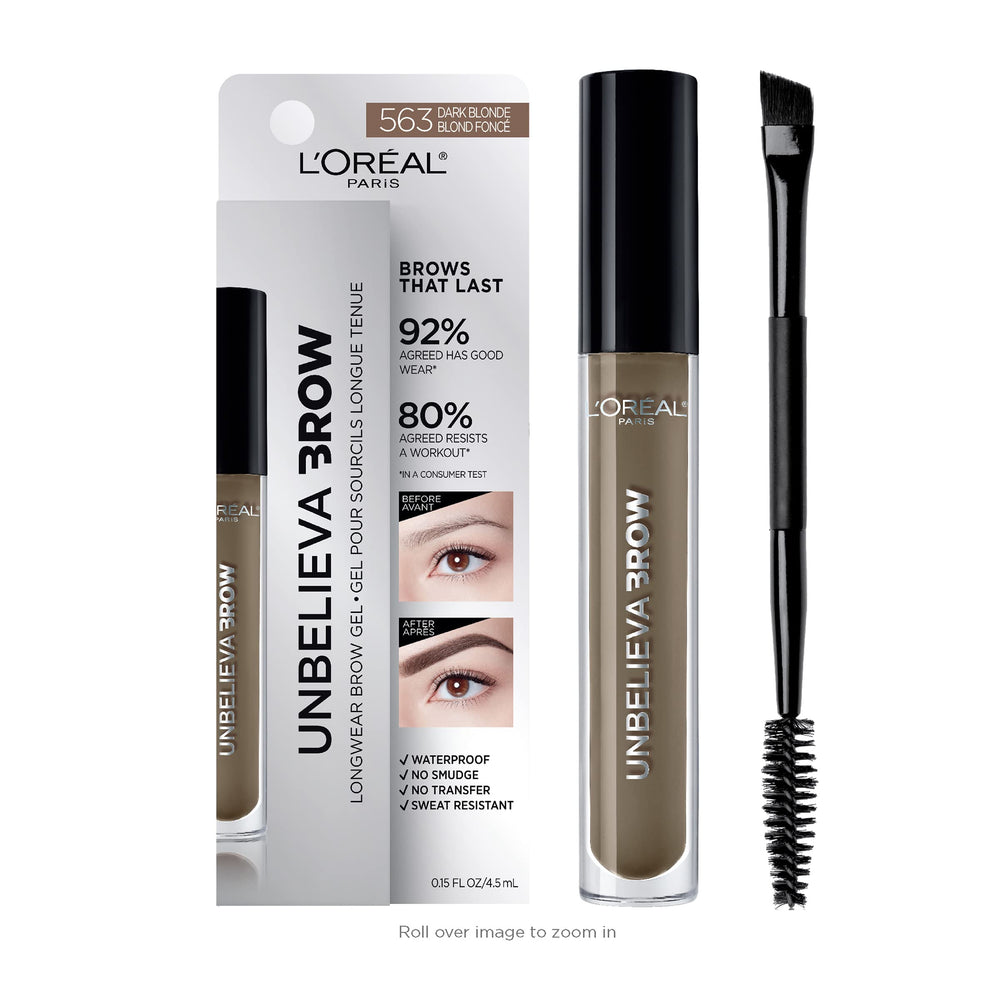 L'Oreal Paris Unbelieva-Brow gel with angled brush shapes long-lasting brows.