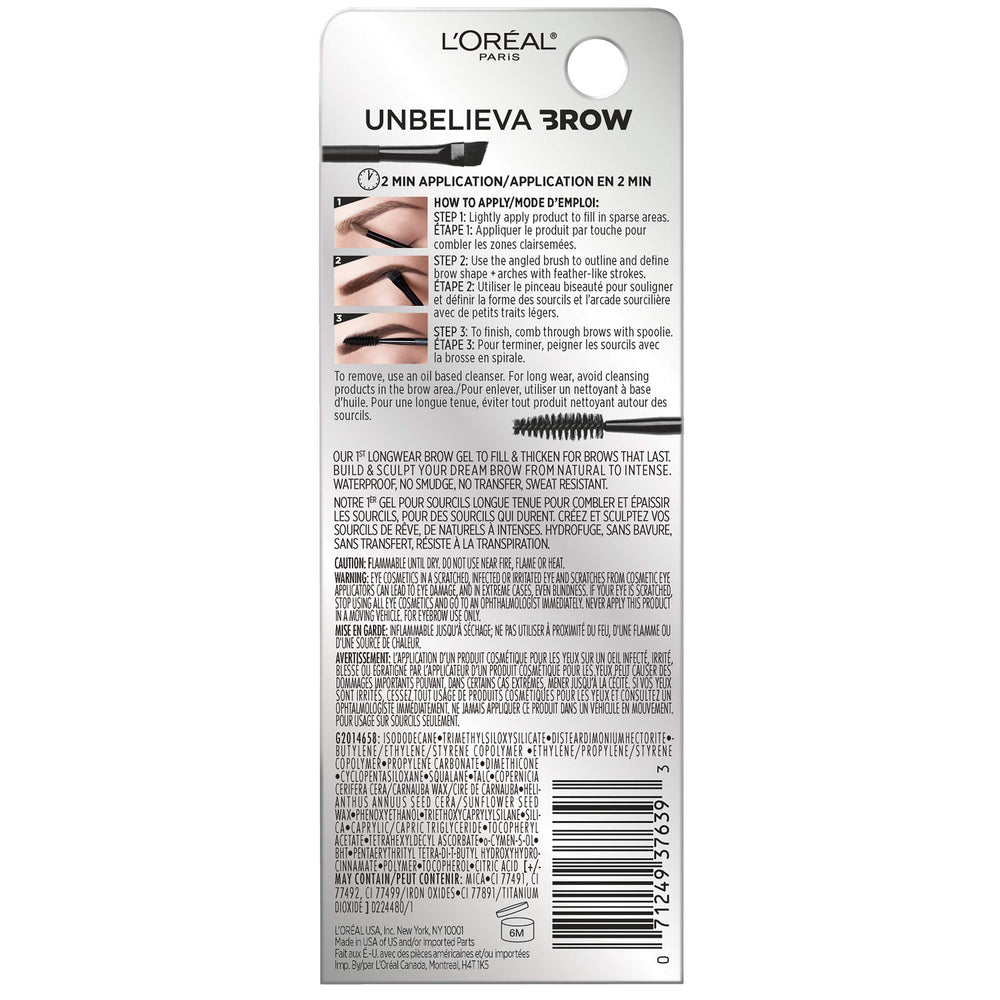 L'Oreal Paris Unbelieva-Brow swatch reveals Light Brunette shade on skin.