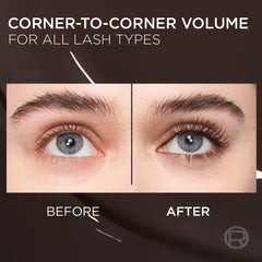 Close-up of brush coats lashes from root to tip for balanced volume