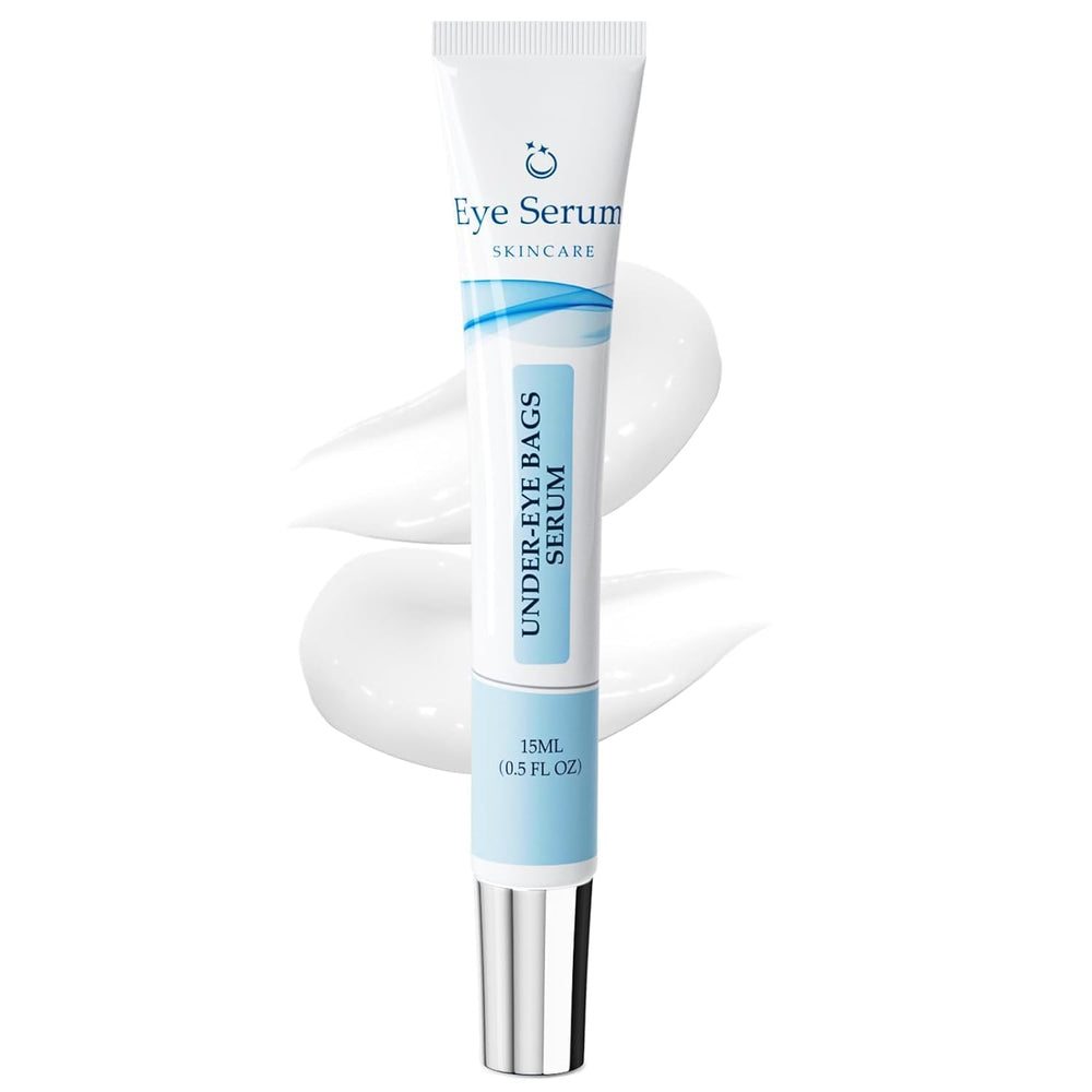 Loreviya under-eye cream bottle closeup shows lightweight texture for daily use.