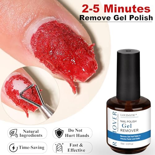 LOUINSTIC 2×15 ml bottles support convenient at-home gel polish removal.