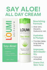 LOUMI day and night routine graphic—two products working together for balanced skin.