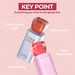 LOVB LOVB Pudding Glow close-up texture showing silky, non-sticky finish and radiant tint.