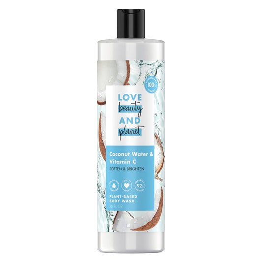 Love Beauty and Planet coconut water bottle pour for daily gentle cleansing.
