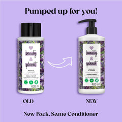 Love Beauty And Planet conditioner applied to wet hair for detangling ease