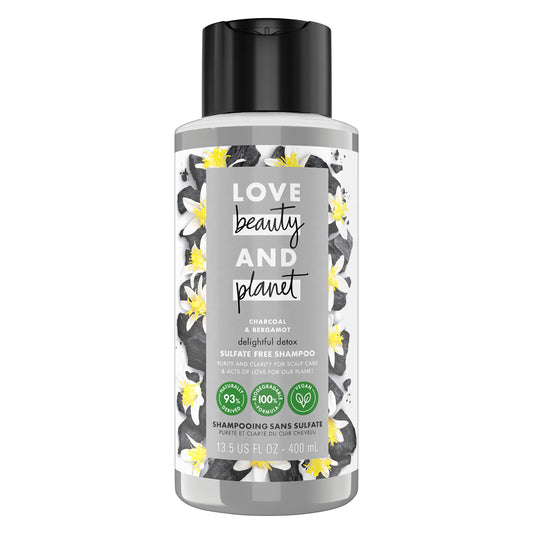 Love Beauty And Planet Delightful Detox Charcoal bottle front shows scalp cleanse focus