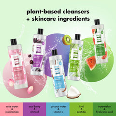 Pump bottle with Kiwi & Peptides for daily ritual and rejuvenating shower.