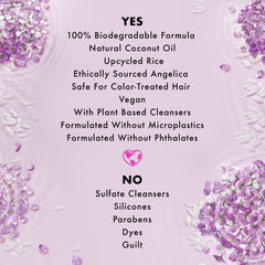 Love Beauty and Planet shampoo lather in hand demonstrates rich, moisturizing cleanse.