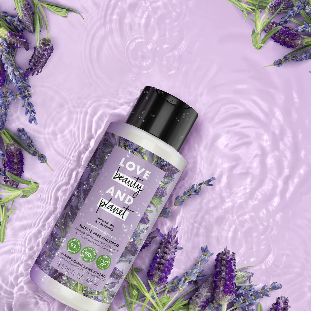 Love Beauty And Planet Smooth and Serene packaging notes vegan, paraben-free, silicone-free formula.