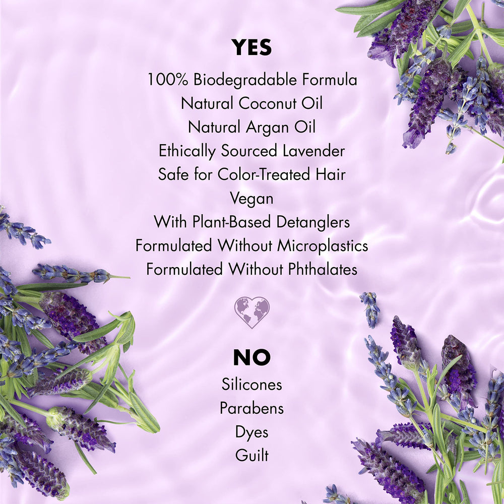 Love Beauty And Planet Smooth and Serene label highlights argan oil and lavender ingredients.
