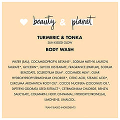 Love Beauty And Planet turmeric-tonka sun-kissed glow vibe after shower.