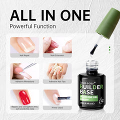Love Easy Clear Builder Gel nail extension application underway.