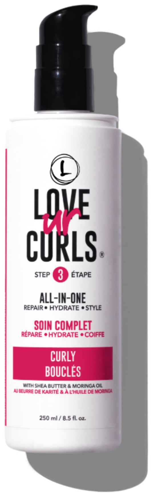 Love Ur Curls all-in-one curl cream styler bottle for defined, frizz-free curls