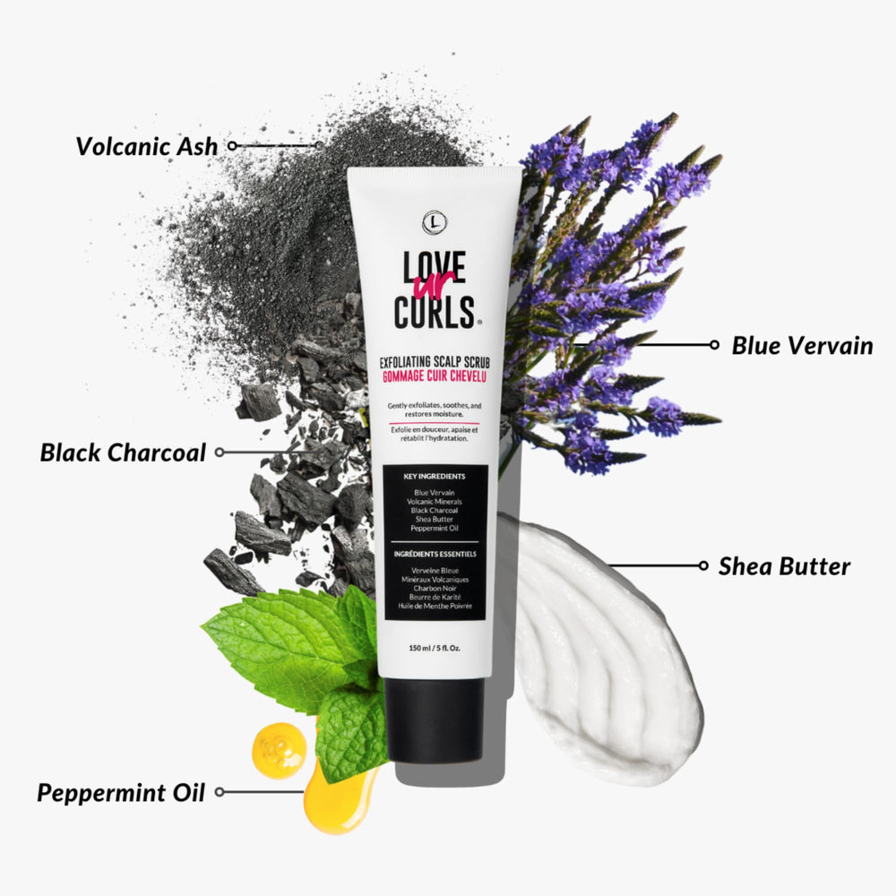 Love Ur Curls Exfoliating Scalp Scrub vegan, cruelty-free formula for sensitive skin.