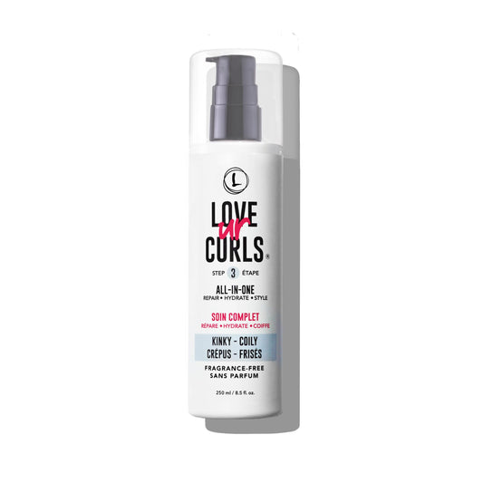 Love Ur Curls fragrance-free curl cream bottle pour for quick, fragrance-free styling.
