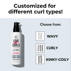 Love Ur Curls fragrance-free curl cream defines kinky-coily coils with a soft finish.